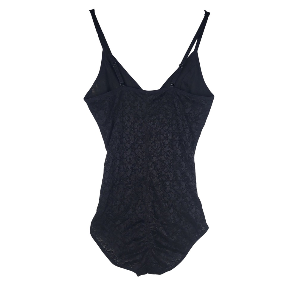 Unbranded Bodysuit Women L Black Lace V-Neck Adjustable Straps Floral Intimate